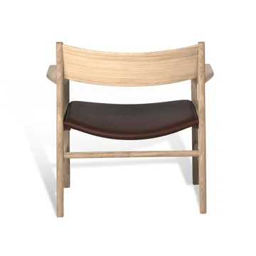 Fauteuil lounge - Chêne laqué mat pigmenté blanc – cuir Mocca Tärnsjö - Mavis