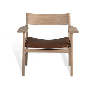 Fauteuil lounge - Chêne mat blanchi au pigment-cuir Cognac Tärnsjö - Mavis