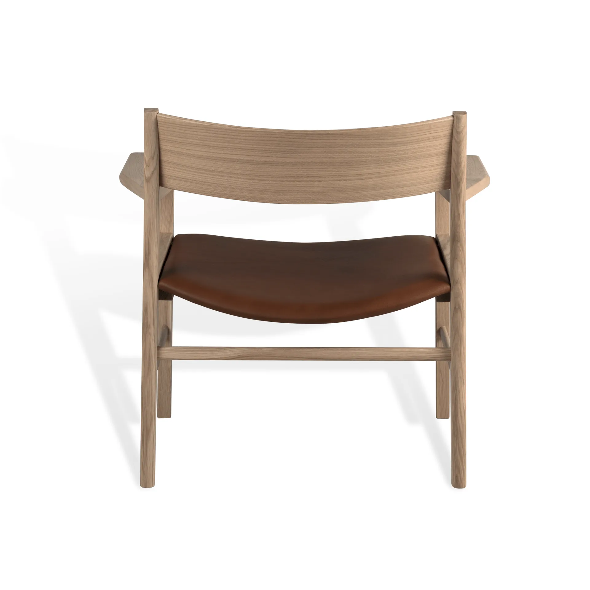 Fauteuil lounge, Chêne mat blanchi au pigment-cuir Cognac Tärnsjö Mavis