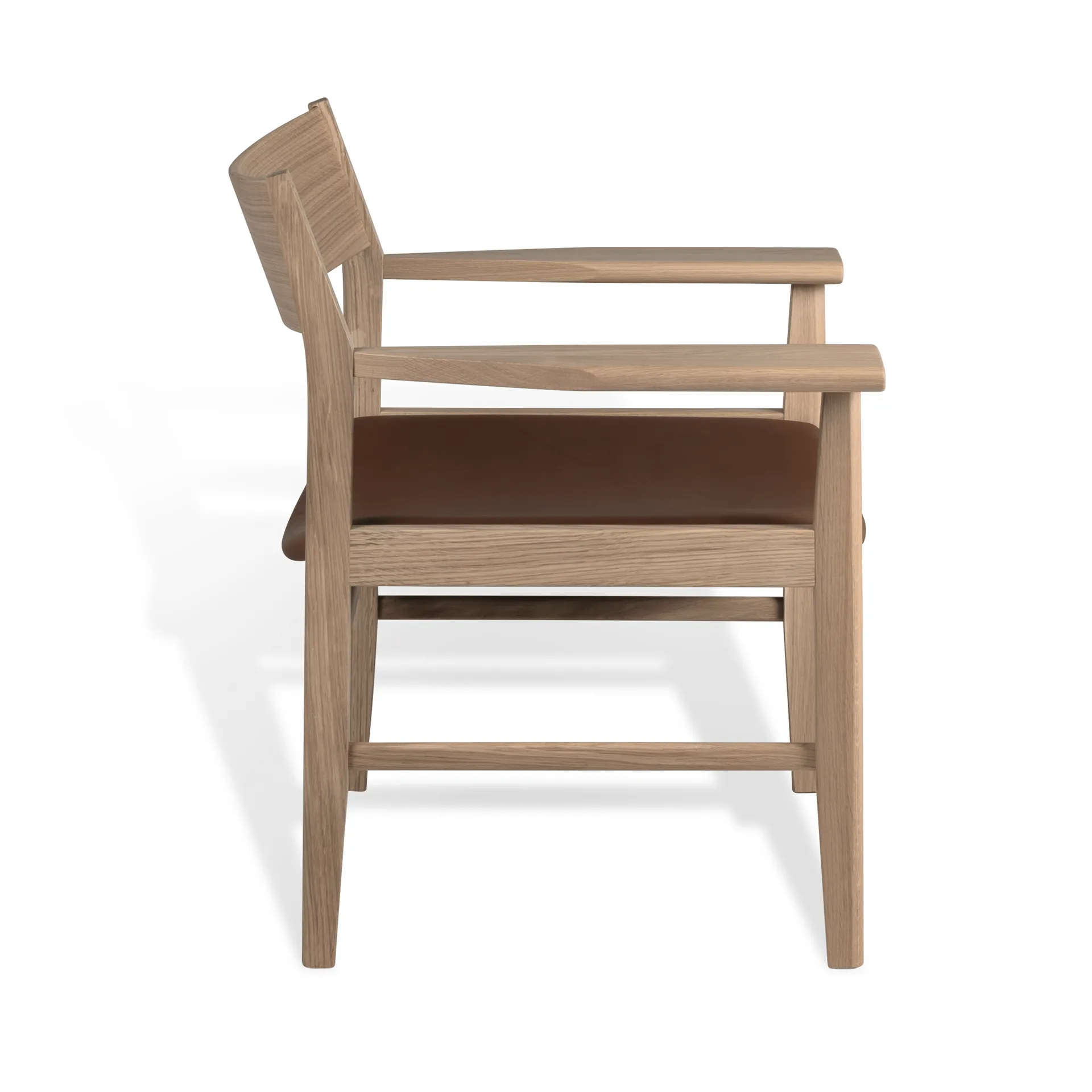Fauteuil lounge, Chêne mat blanchi au pigment-cuir Cognac Tärnsjö Mavis