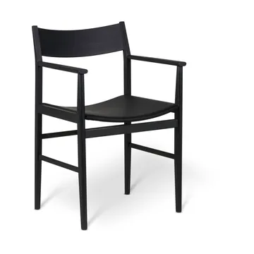 Fauteuil Siza - Frêne noirci – assise en cuir - Mavis