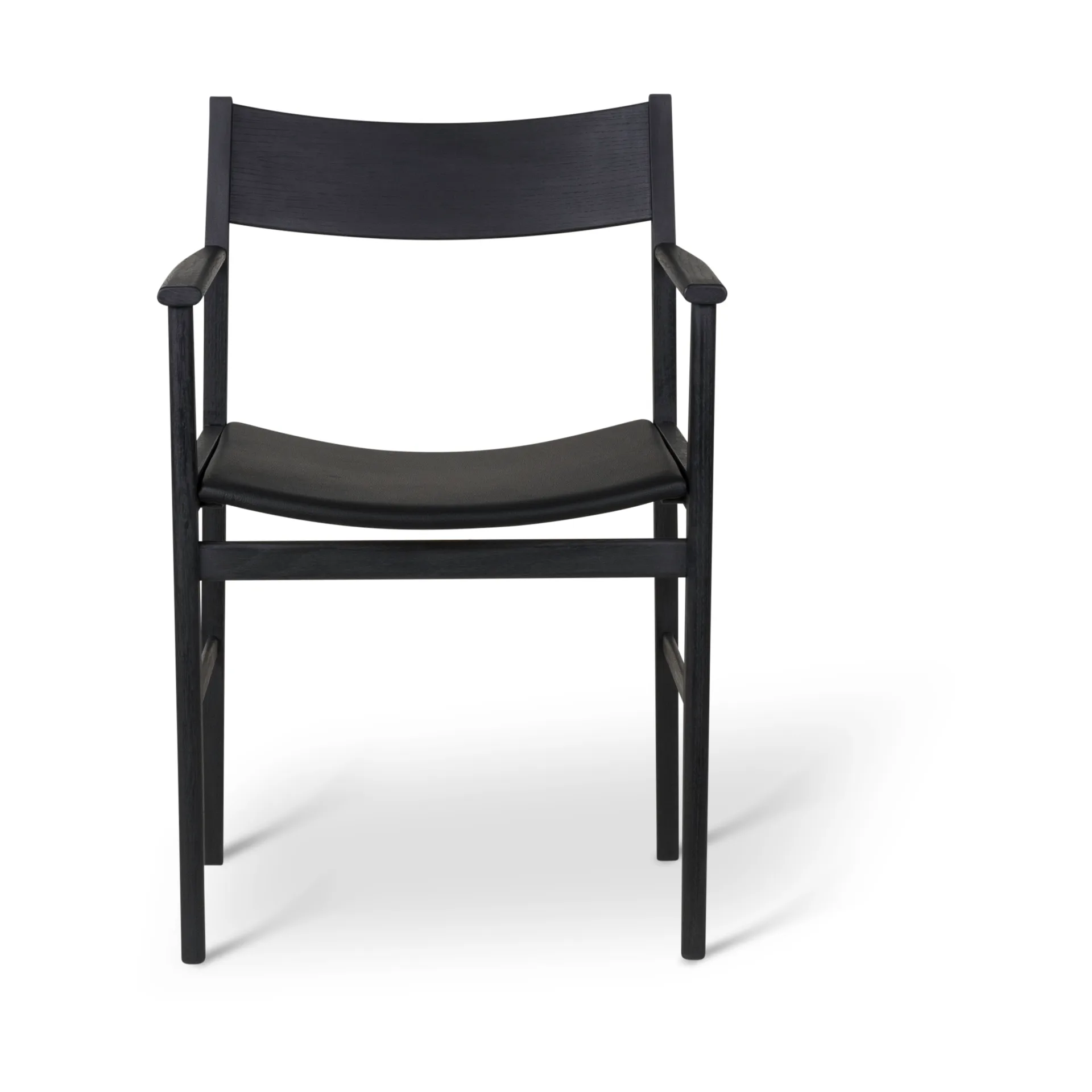Fauteuil Siza, Frêne noirci – assise en cuir Mavis