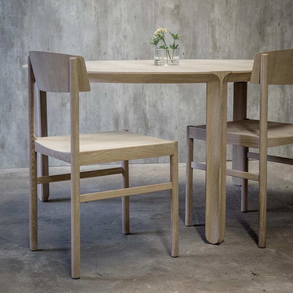 Table à manger Amor ronde, Chêne blanchi, huile dure Mavis