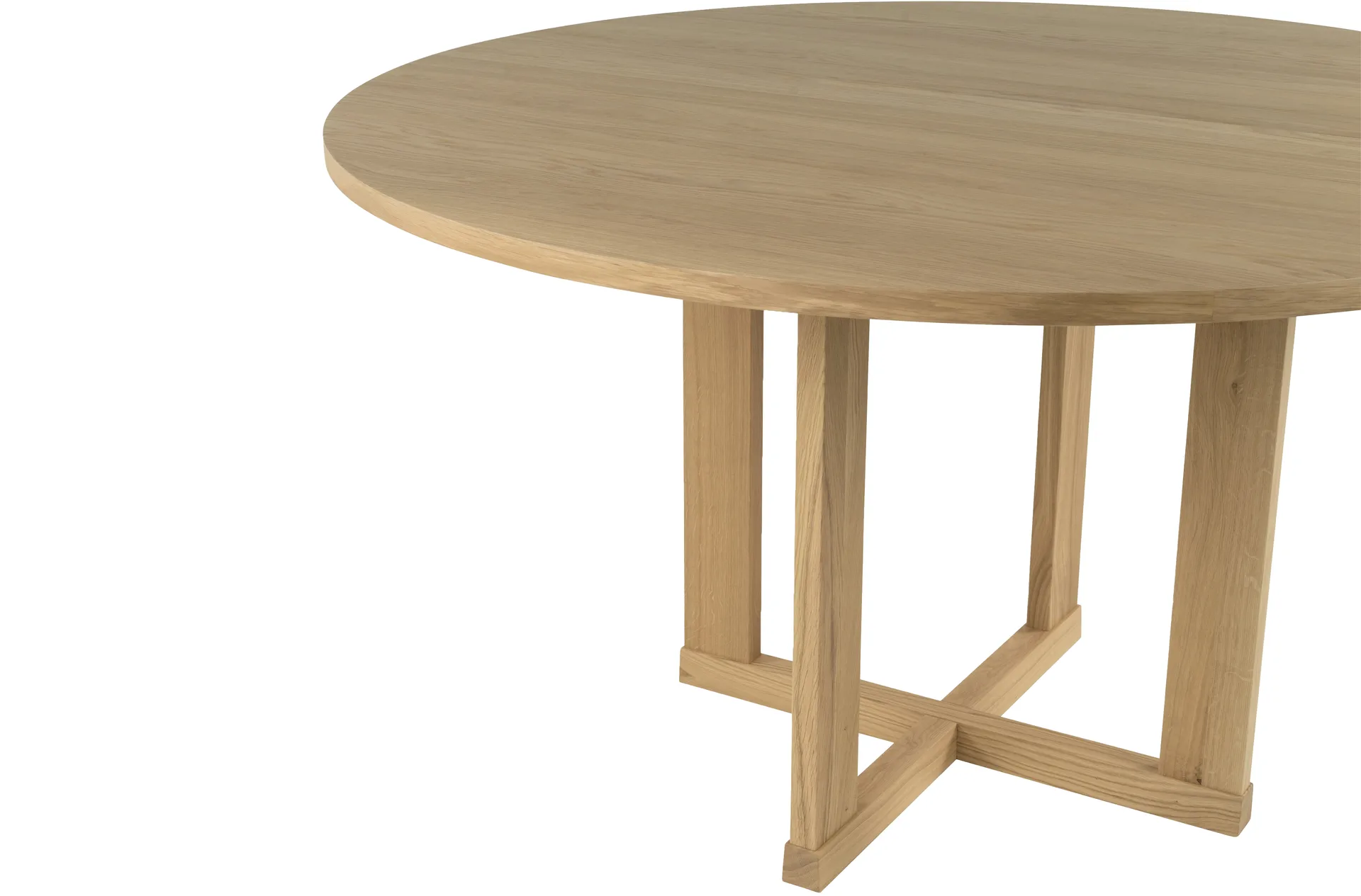 Table à manger Arv Ø130 cm, Chêne blanchi pigmenté, finition mate laquée Mavis