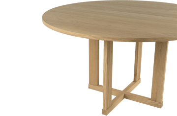 Table à manger Arv Ø130 cm - Chêne blanchi pigmenté, finition mate laquée - Mavis