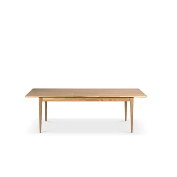 Table à manger Höllviken - Chêne blanchi mat laqué, 1 rallonge, chêne Ø50 cm - Mavis
