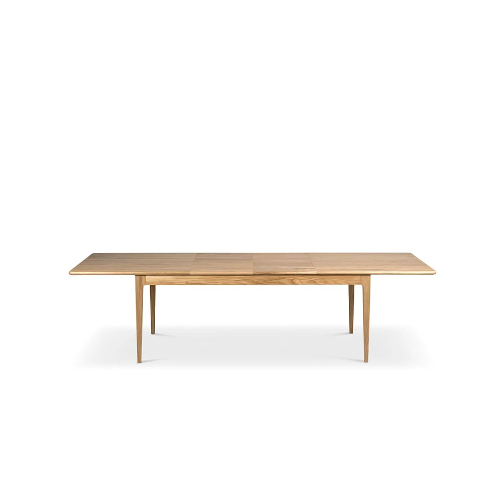 Table à manger Höllviken, Chêne blanchi mat laqué, 2 rallonges, chêne Ø50 cm Mavis