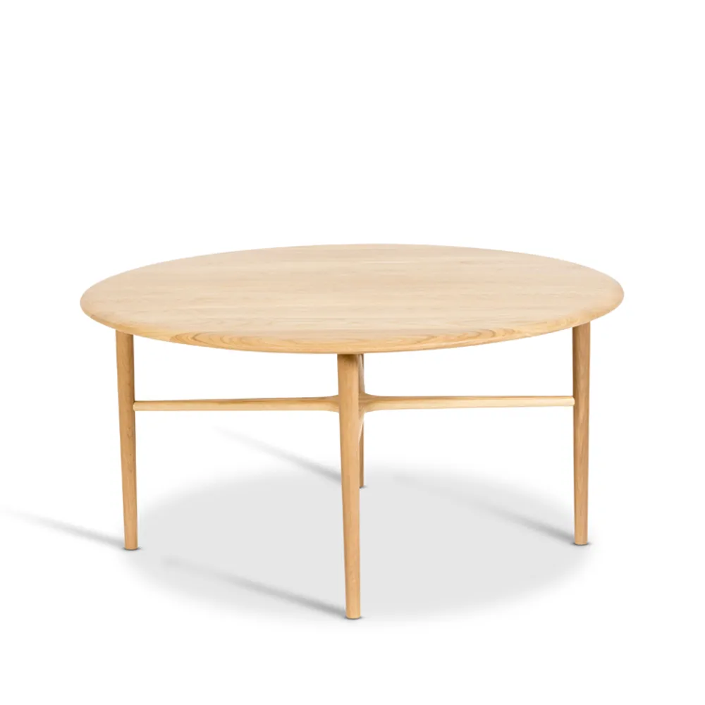 Table basse Crest ronde, Chêne blanchi pigmenté, vernis clair Mavis