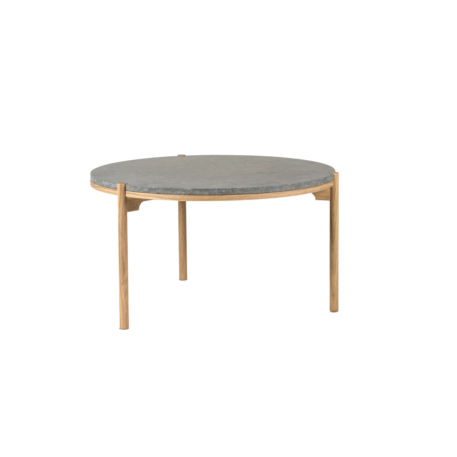Table basse Dondo chêne blanchi Ø80 cm, Calcaire poli Mavis