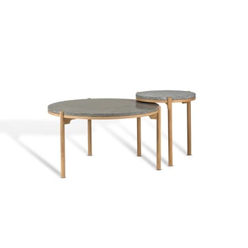 Table basse Dondo chêne blanchi Ø80 cm - Calcaire poli - Mavis
