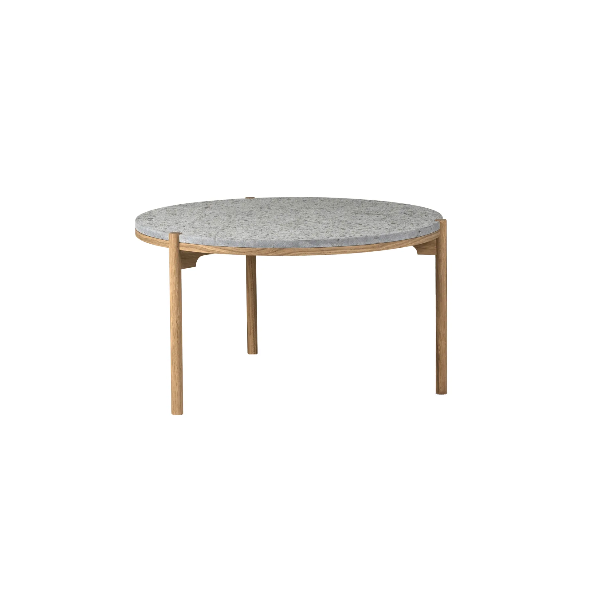 Table basse Dondo chêne blanchi Ø80 cm, Calcaire raboté Mavis