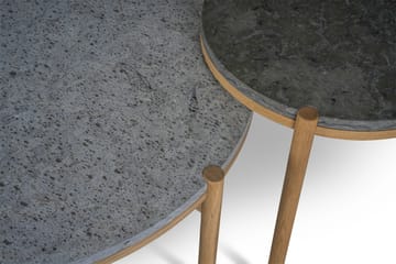 Table basse Dondo chêne blanchi Ø80 cm - Calcaire raboté - Mavis