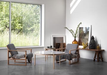 Table basse Dondo chêne blanchi Ø80 cm - Calcaire raboté - Mavis
