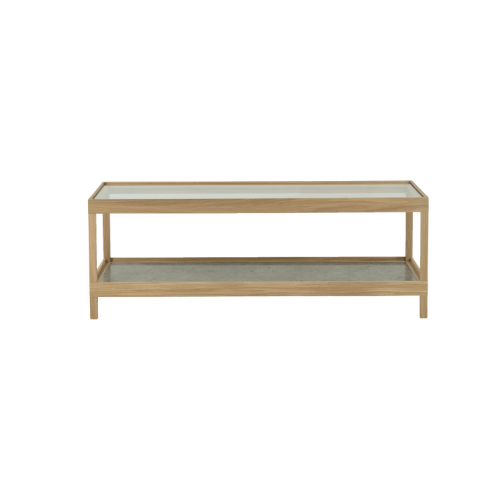 Table basse Ima 125x50 cm - Chêne blanchi pigmenté mat laqué – plateau en calcaire - Mavis