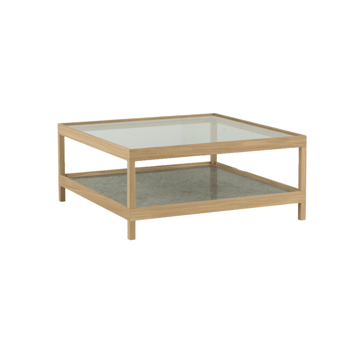 Table basse Ima 90x90 cm, Chêne blanchi pigmenté mat laqué – plateau en calcaire Mavis