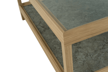 Table basse Ima 90x90 cm - Chêne blanchi pigmenté mat laqué – plateau en calcaire - Mavis