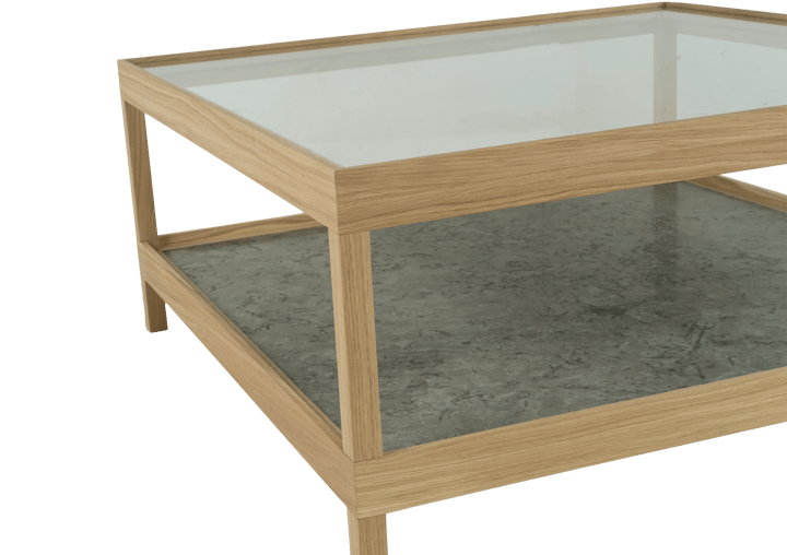 Table basse Ima 90x90 cm, Chêne blanchi pigmenté mat laqué – plateau en calcaire Mavis