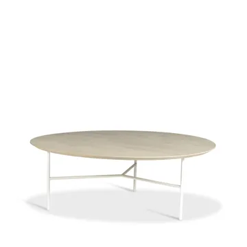 Table basse Tribeca - Chêne ciré rustique, pieds blancs, Ø110 cm - Mavis