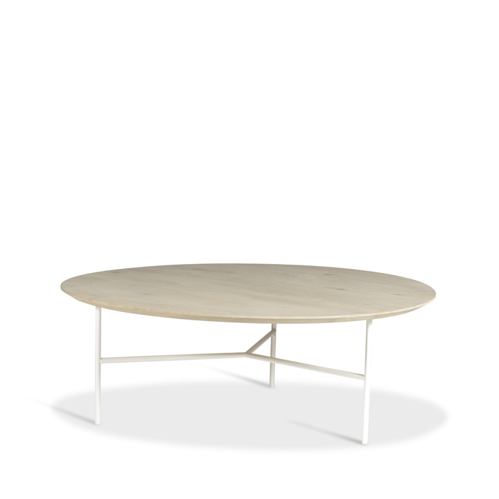 Table basse Tribeca - Chêne ciré rustique, pieds blancs, Ø110 cm - Mavis