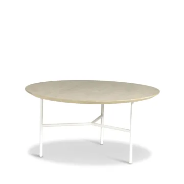 Table basse Tribeca - Chêne ciré rustique, pieds blancs, Ø80 cm - Mavis