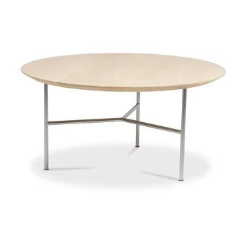 Table basse Tribeca - Chêne ciré rustique, pieds chromés satinés, Ø80 cm - Mavis
