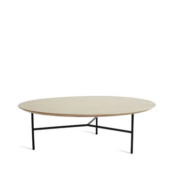 Table basse Tribeca - Chêne ciré rustique, pieds noirs, Ø110 cm - Mavis