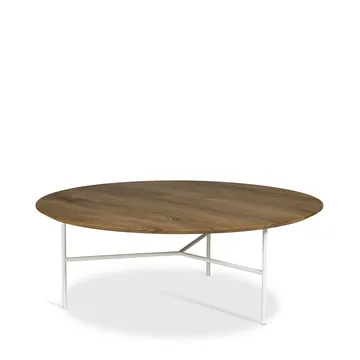Table basse Tribeca - Chêne huilé rustique, pieds blancs, Ø110 cm - Mavis