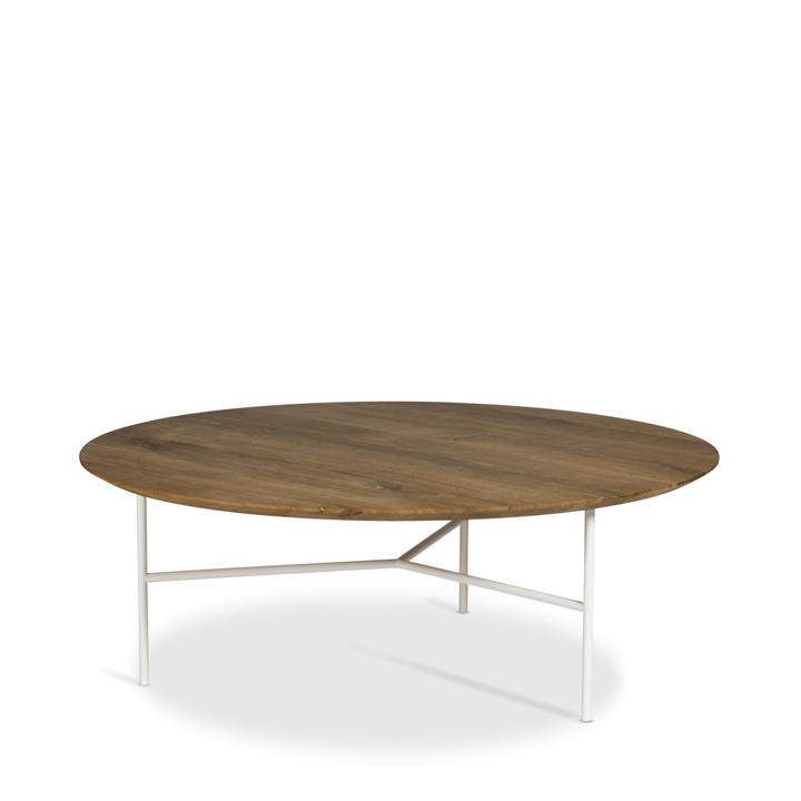 Table basse Tribeca - Chêne huilé rustique, pieds blancs, Ø110 cm - Mavis