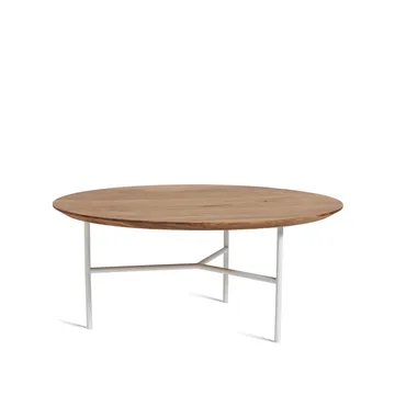 Table basse Tribeca - Chêne huilé rustique, pieds blancs, Ø80 cm - Mavis