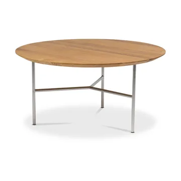 Table basse Tribeca - Chêne huilé rustique, pieds chromés satinés, Ø80 cm - Mavis