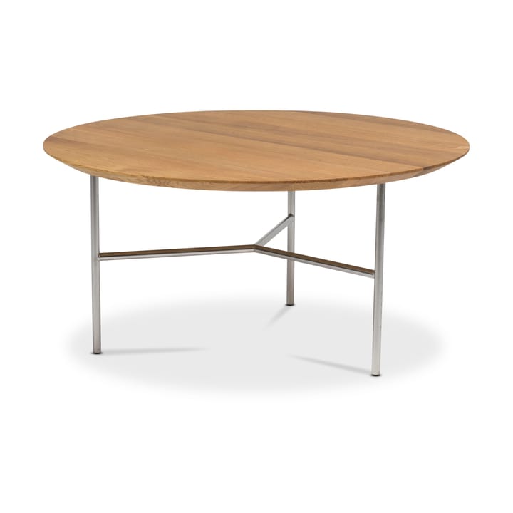 Table basse Tribeca - Chêne huilé rustique, pieds chromés satinés, Ø80 cm - Mavis