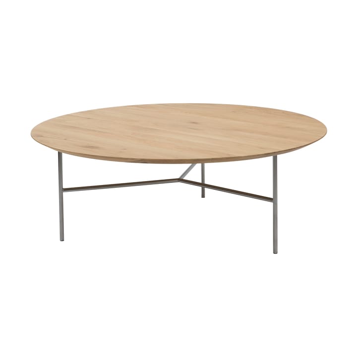 Table basse Tribeca - Chêne laqué, chromé satiné, Ø110 cm - Mavis