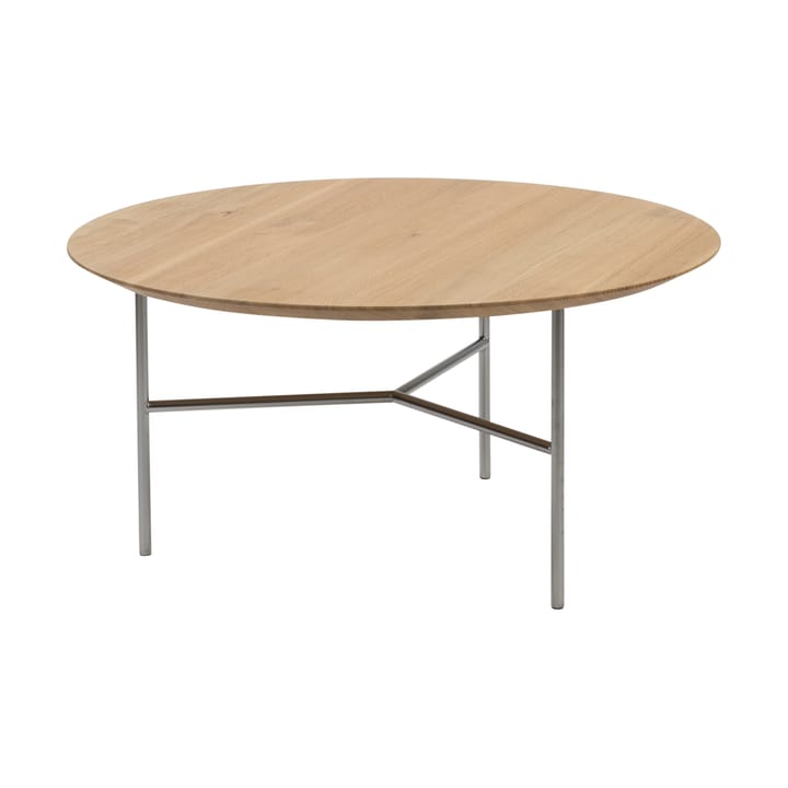 Table basse Tribeca - Chêne laqué, chromé satiné, Ø80 cm - Mavis
