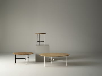 Table basse Tribeca - Chêne laqué, chromé satiné, Ø80 cm - Mavis