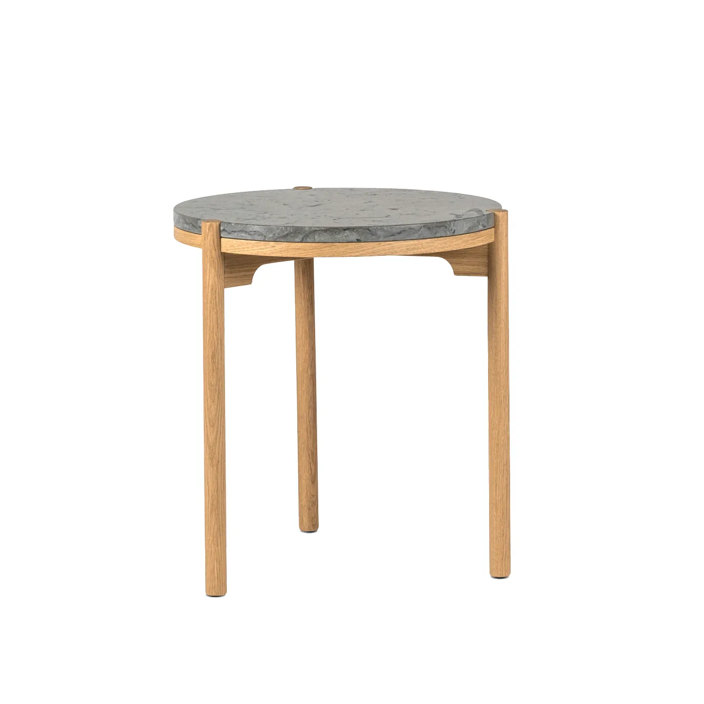 Table d’appoint Dondo chêne blanchi Ø45 cm, Calcaire poli Mavis