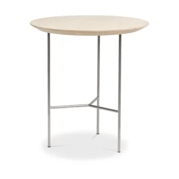 Table d’appoint Tribeca - Chêne ciré rustique, pieds chromés satinés, Ø47 cm - Mavis