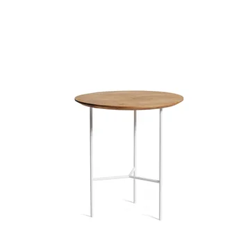 Table d’appoint Tribeca - Chêne huilé rustique, pieds blancs, Ø47 cm - Mavis