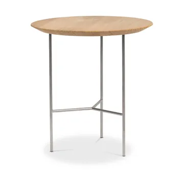 Table d’appoint Tribeca - Chêne huilé rustique, pieds chromés satinés, Ø47 cm - Mavis