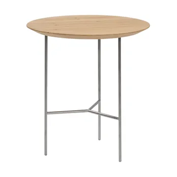 Table d’appoint Tribeca - Chêne laqué, pieds chromés satinés, Ø47 cm - Mavis