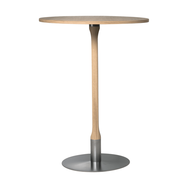 Table de bar Rod Ø70 cm - Chêne laqué mat pigment blanc - Mavis