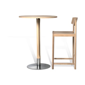 Table de bar Rod Ø70 cm - Chêne laqué mat pigment blanc - Mavis
