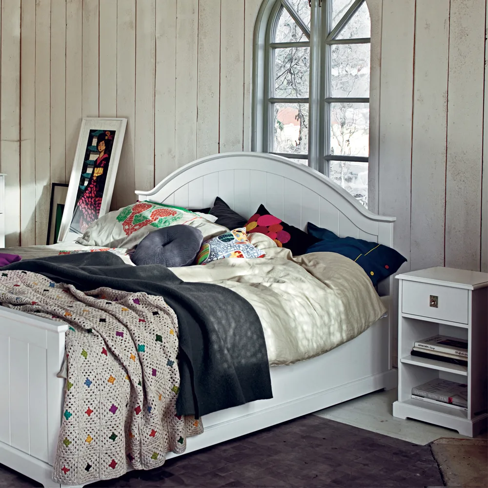 Table de chevet Smögen, Blanc laqué Mavis