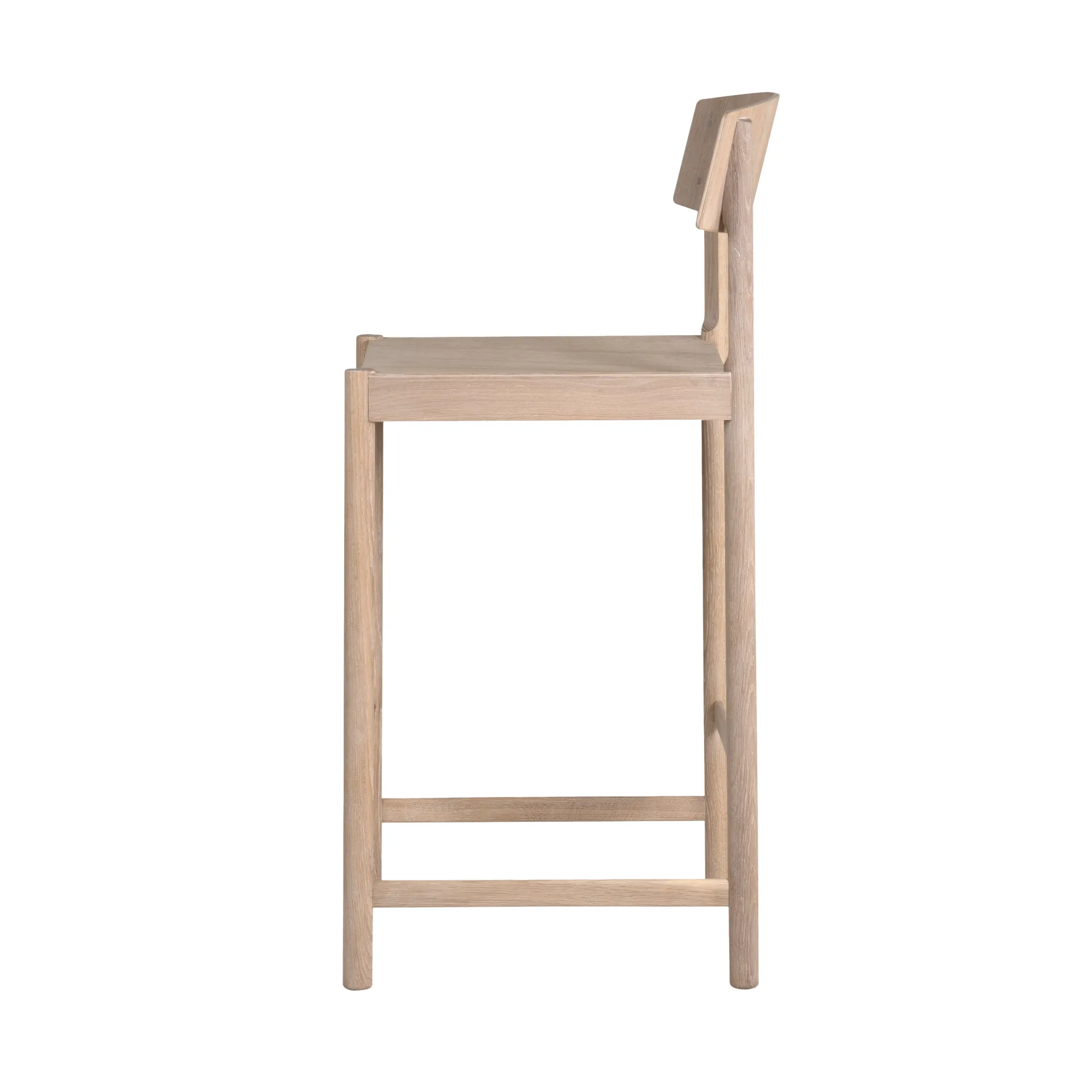 Tabouret de bar Rod 65 cm, Chêne blanchi huilé blanc Mavis
