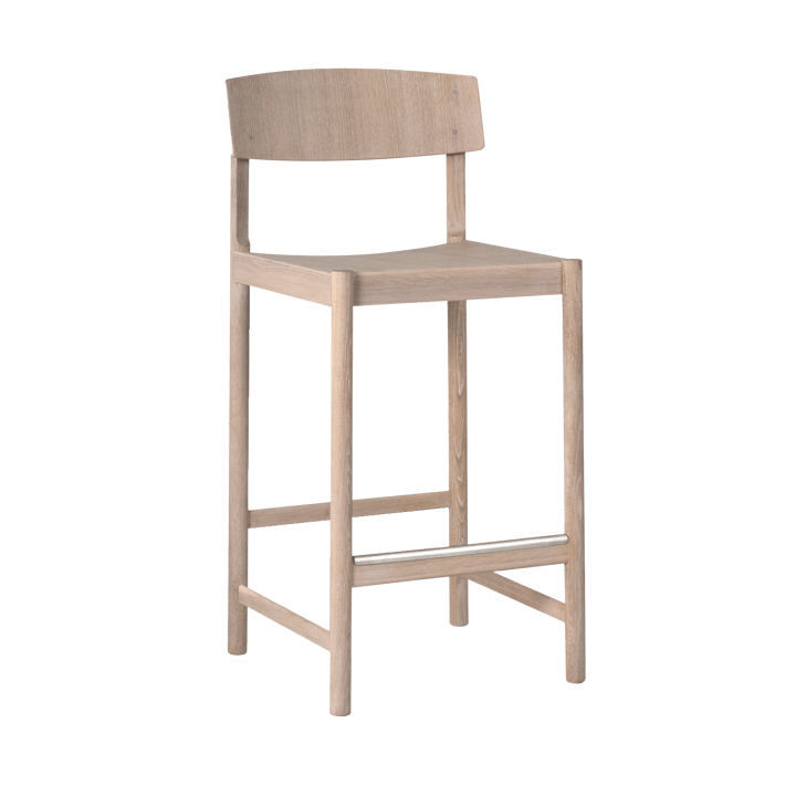 Tabouret de bar Rod 65 cm, Chêne blanchi huilé blanc Mavis