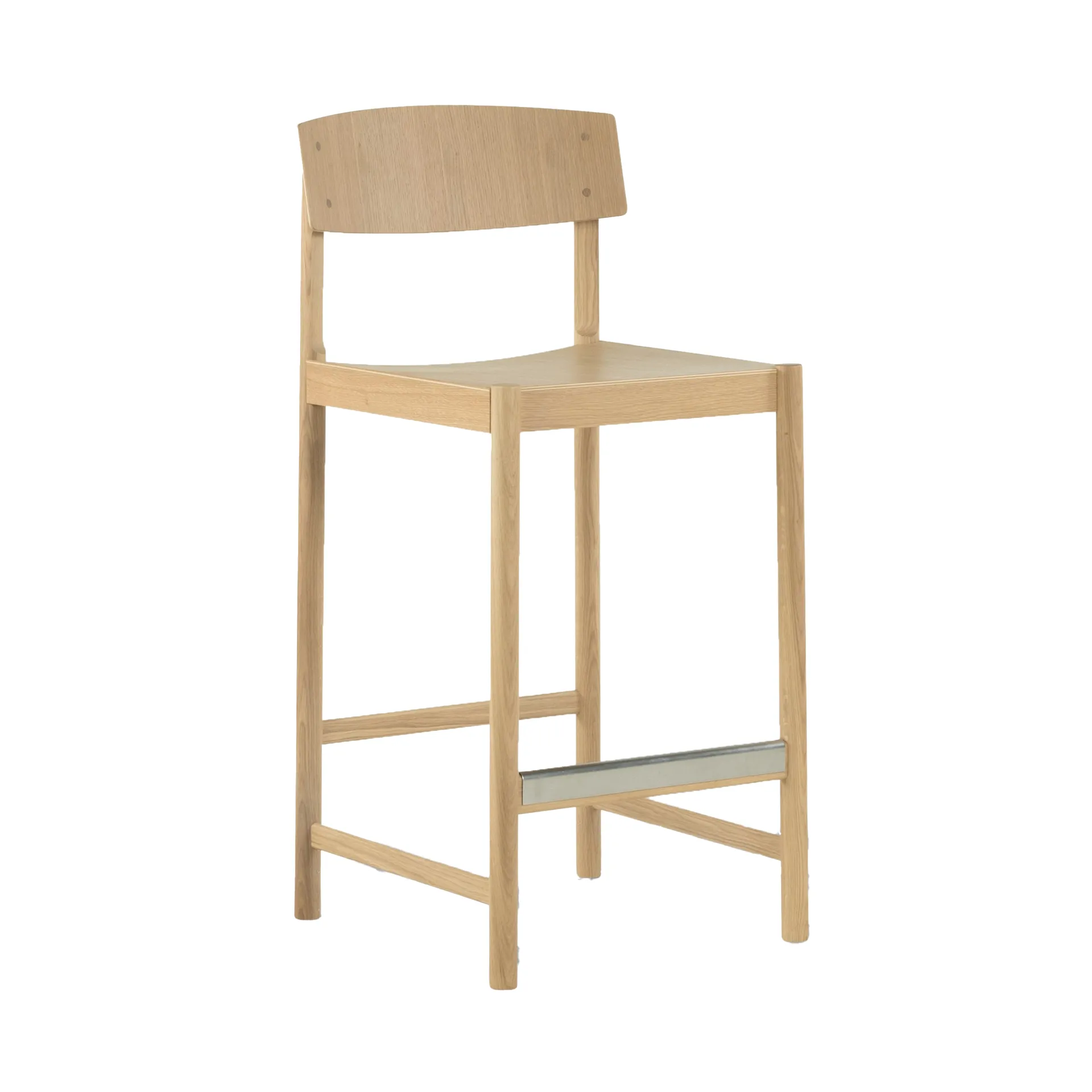 Tabouret de bar Rod 65 cm, Chêne blanchi pigmenté, finition mate laquée Mavis