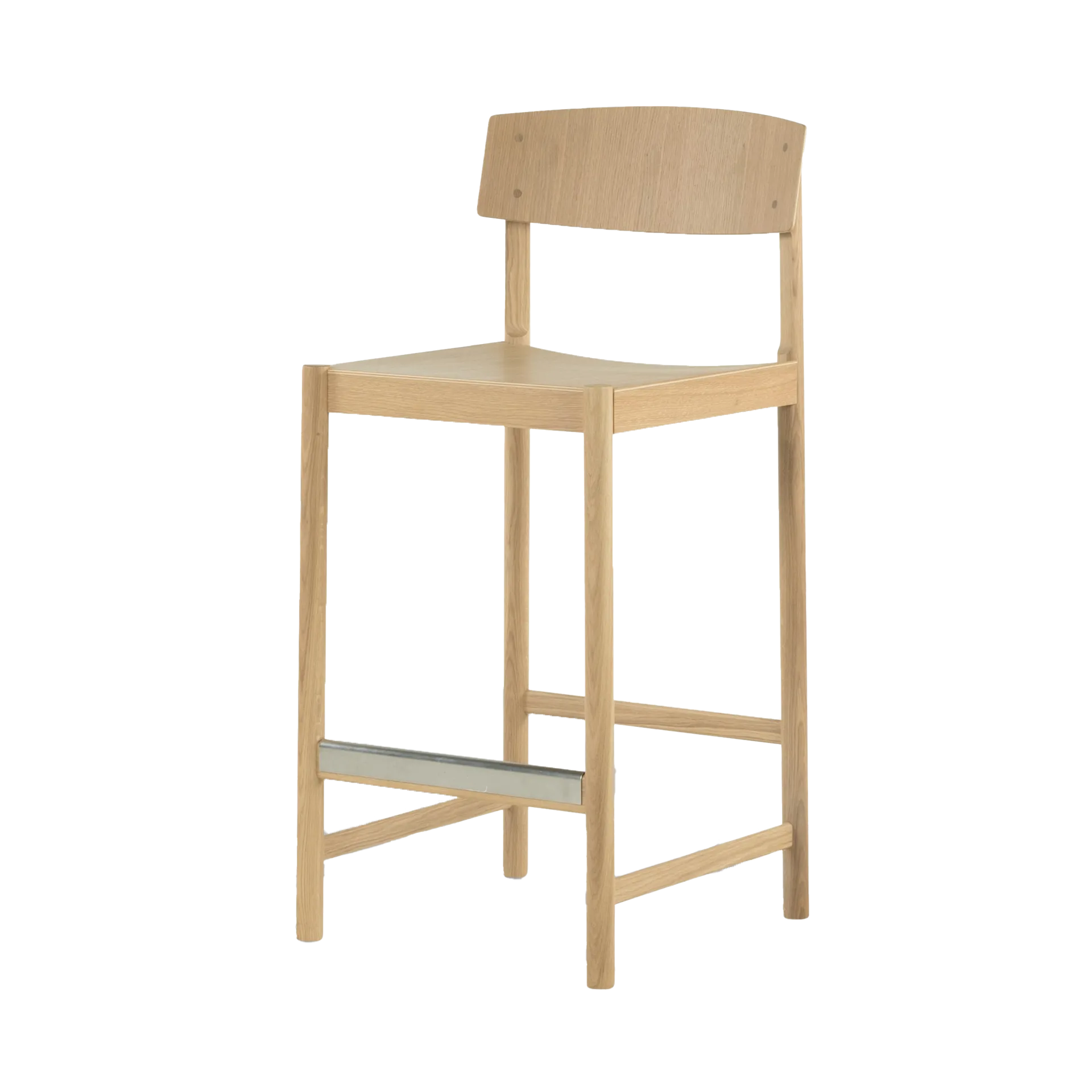 Tabouret de bar Rod 65 cm, Chêne blanchi pigmenté, finition mate laquée Mavis