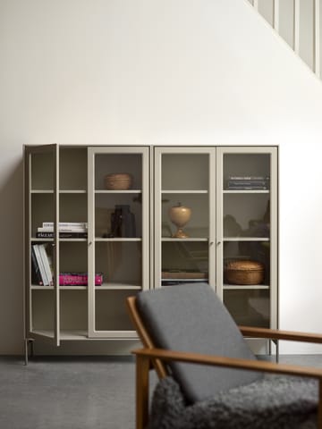 Vitrine Volt 130 cm beige - Détails en acier inoxydable - Mavis