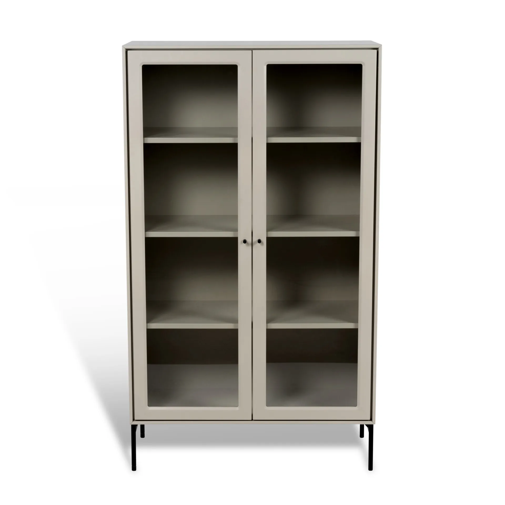 Vitrine Volt 130 cm beige, Détails en noir Mavis