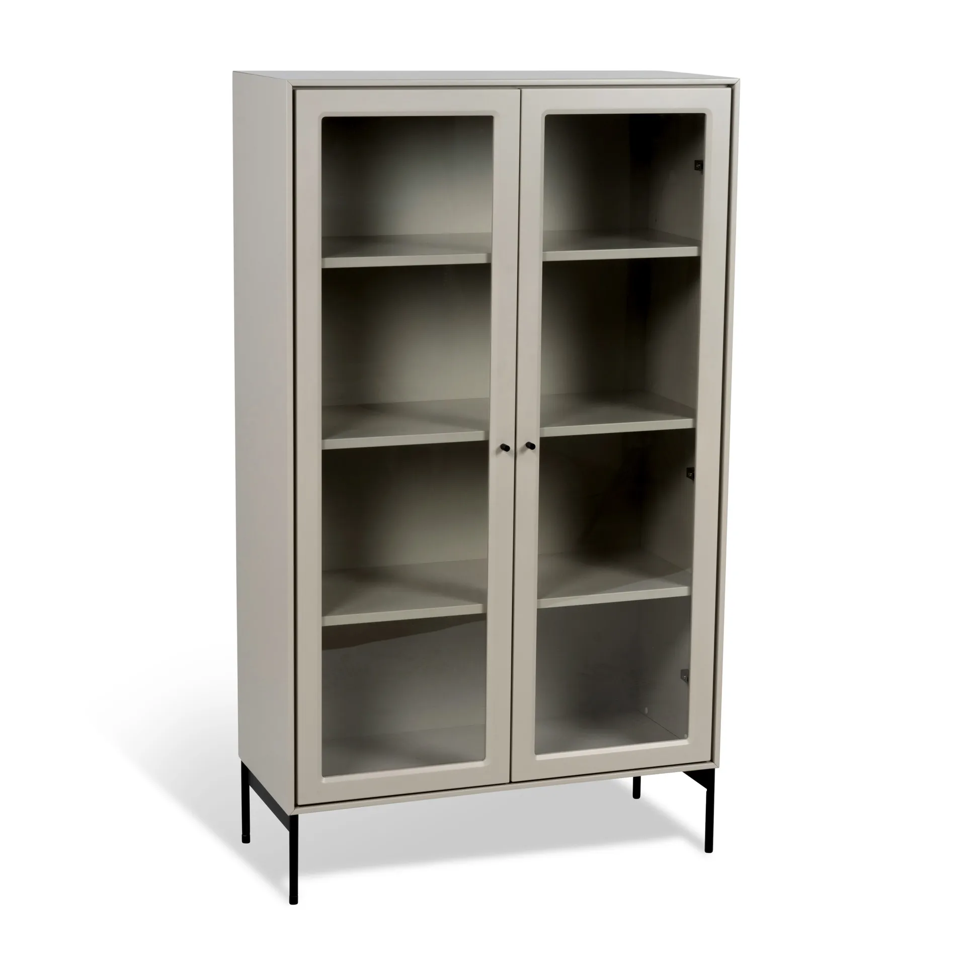 Vitrine Volt 130 cm beige, Détails en noir Mavis