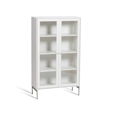 Vitrine Volt 130 cm laquée blanche - Détails en acier inoxydable - Mavis